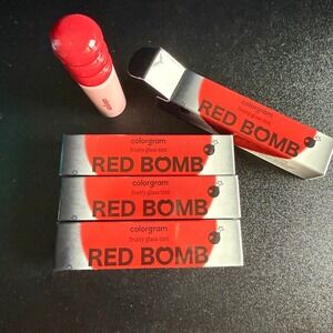 Colorgram Fruity Glass Tint 17 Ticking Apple Red Bomb Lip Gloss New- set of 4